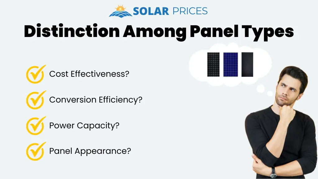 How to categories different solar panel types